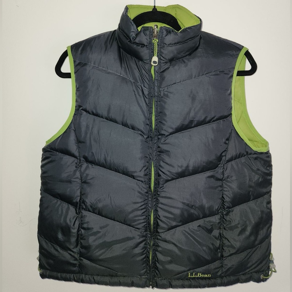 Reversible Navy/Green LL Bean Puffer Vest Sz Med